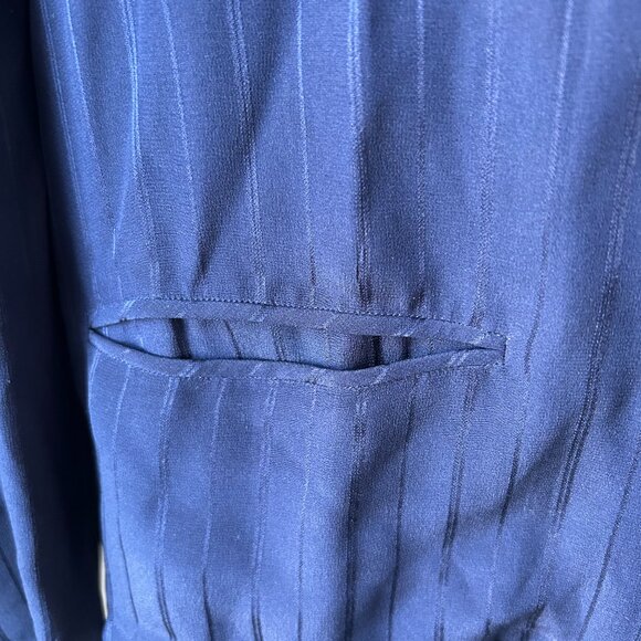 Soo Yung Lee 100% Silk Matching Matching Jacket and Skirt Set Navy Blue Size 14 - Picture 4 of 15